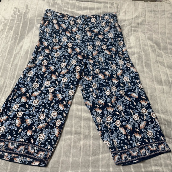 Max Studio Pants - Max Studio London Navy Nigella Blooms Wide Leg Womens Pant w/pockets